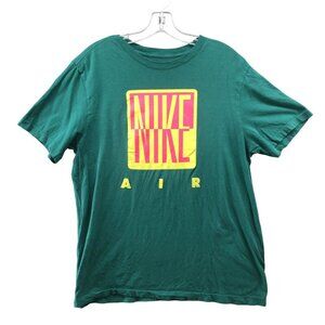 Nike Tee Mens M Nike Air T Shirt Graphic Logo Short Sleeve Green Pink Yellow